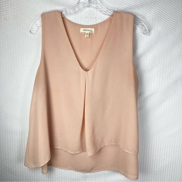 Anthropologie Monteau Layered Double Georgette V-neck Blouse (size Large) - Picture 2 of 5